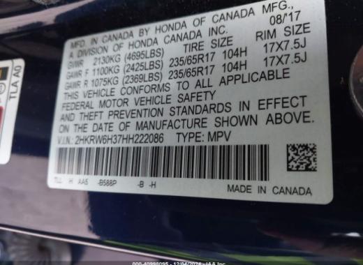 Honda - Cr-V - 2017 - Blue - 40998095